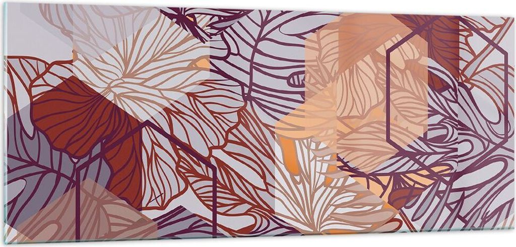 Bilder auf glas - Blatt Pflanze Blume - 100x40cm - Glasbilder - Wandbilder - Kunstdruck - zum Aufhängen bereit - Wanddekoration aus Glas - Glas Bi...