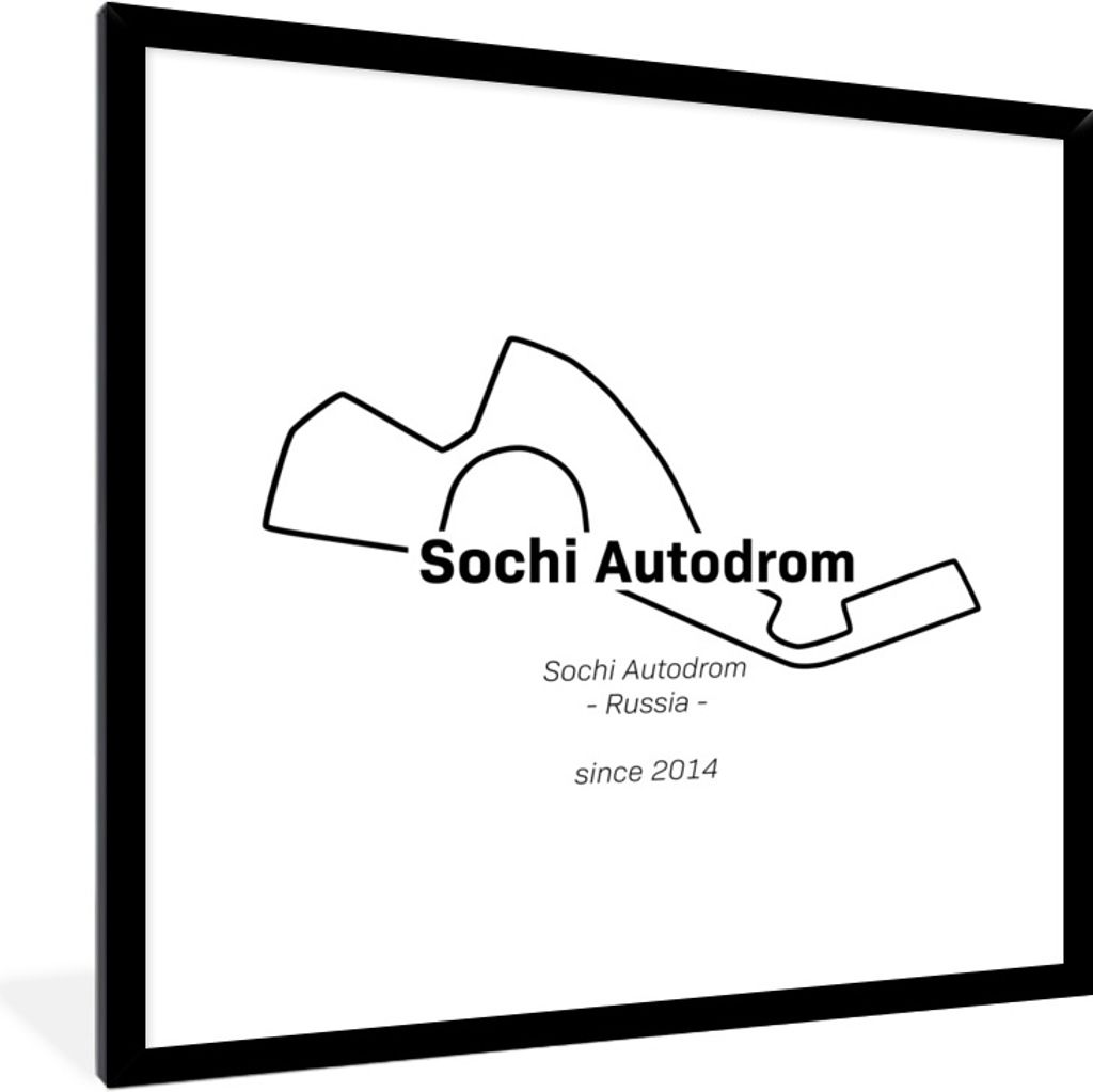 MuchoWow Gerahmtes Poster Sotschi - F1 - Rennstrecke 40x40 cm - Poster mit Schwarzem Bilderrahmen Wandposter Rahmen Foto Bilder - Mit Rahmen - Wa...