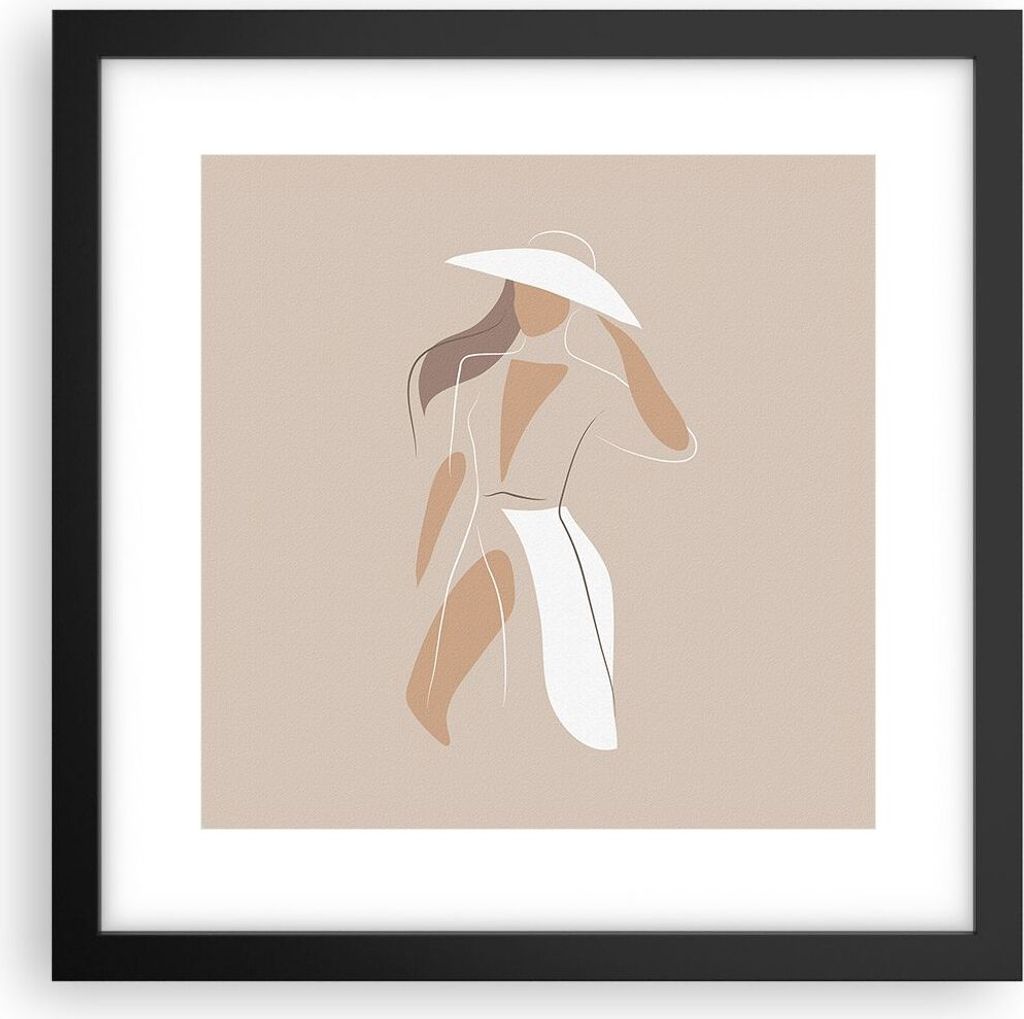 Gerahmtes Poster - Schwarzer Rahmen - Minimalismus Frau Produktbild 