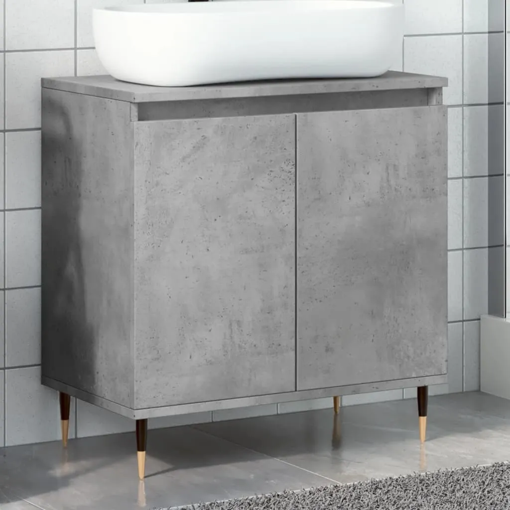 Mobile Bagno in Legno Grigio Cemento Maison Exclusive 60cm Altezza