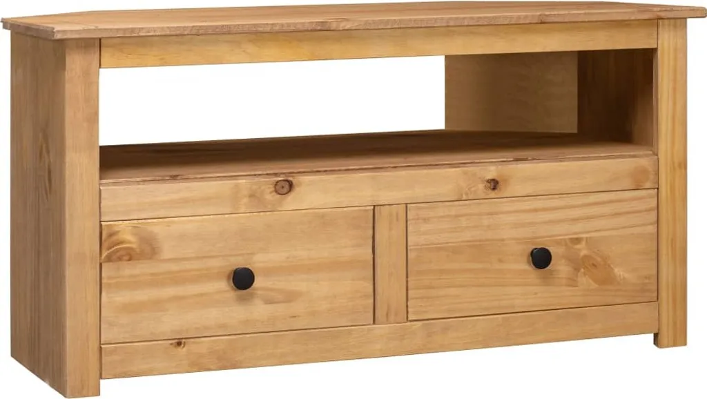Support TV d'angle 93 cm en bois véritable Panama robuste et durable - 16