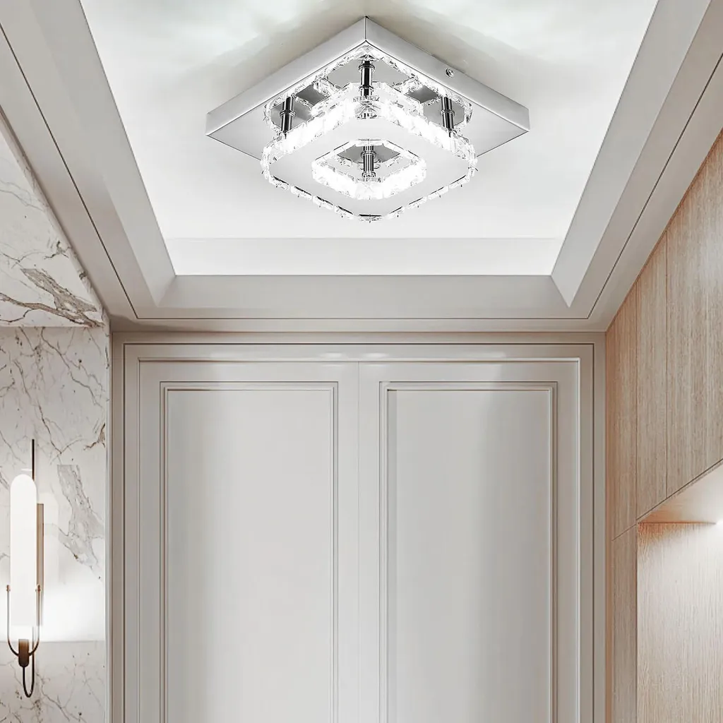 Plafonnier design cristal pour entrée et couloir 12W blanc froid 20cm