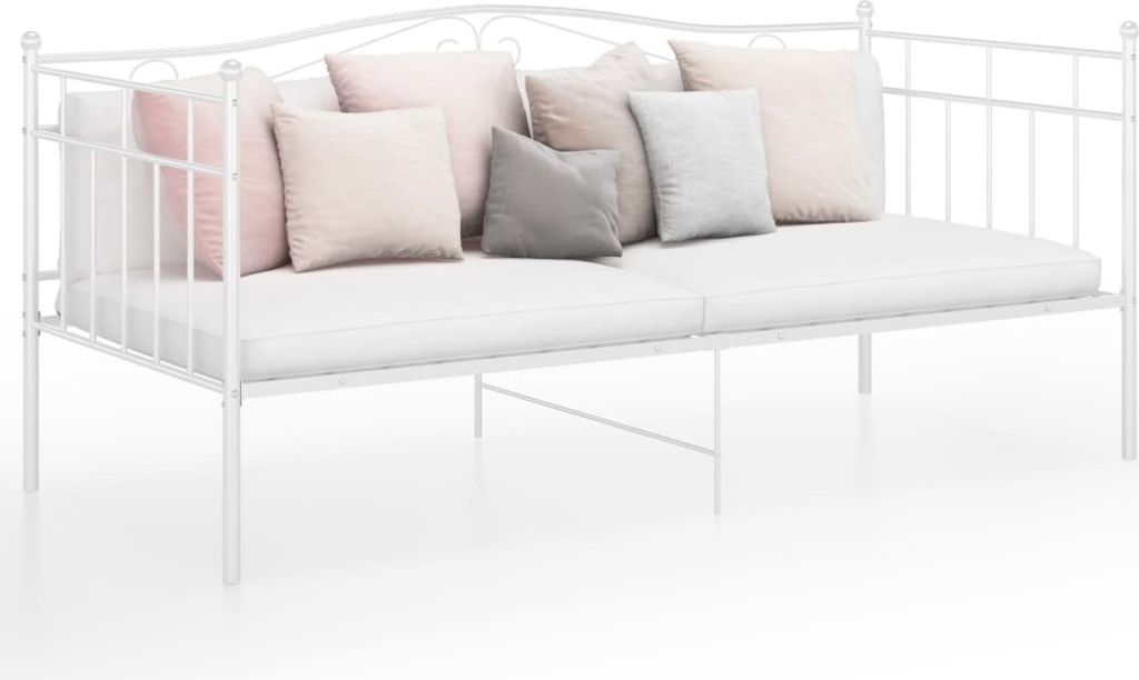 The Living Store Schlafsofa Bettgestell Weiß Metall 90x200 cm