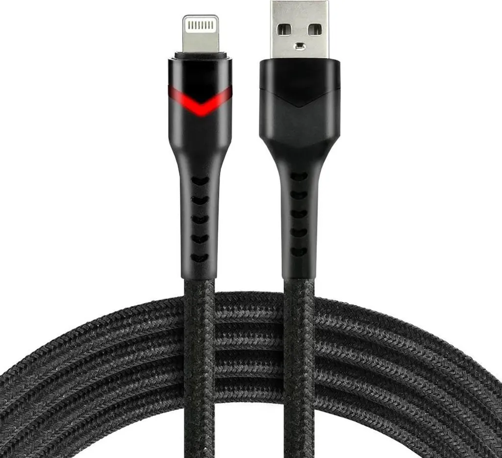Kabel USB -> Lightning everActive CBB-1IBR 1m 2,4A RGB LED czarny