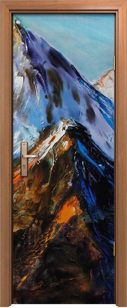 Türposter 70x200 cm Türaufkleber Türtapete Türfolie Klebefolie Wand Kunst Bild Malerei Berge bunte