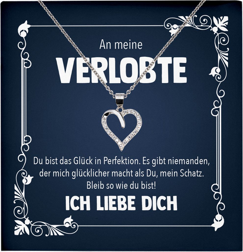 22Feels Echt Silber Halskette - Verlobte Geschenk Frauen Schmuck Set Verlobung Valentinstag Geburtstag Weihnachten - Herz Anhänger, Karte