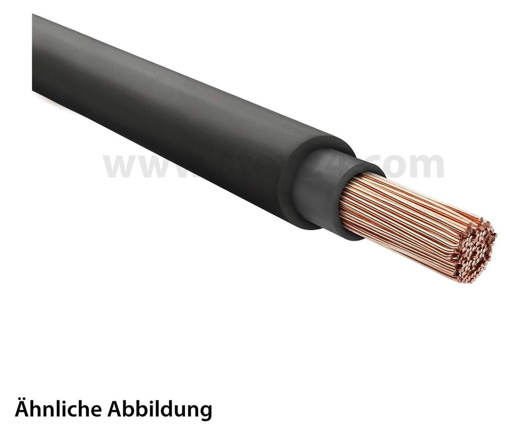 A close-up, angled view of a single electrical cable with its outer insulation partially removed to expose the copper wires.