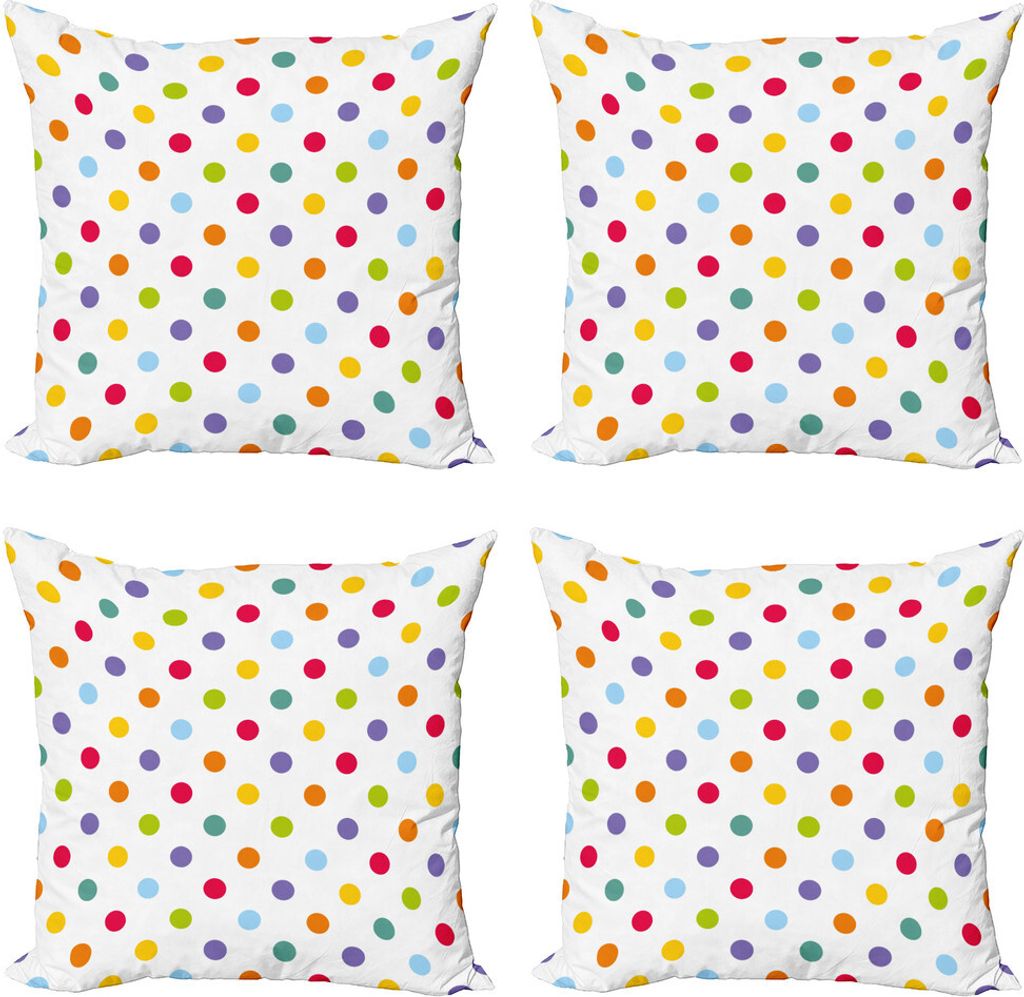 ABAKUHAUS Geometrisch Kissenbezug Set (4 Stück), Fröhlich, Design Tupfen, Moderner Doppelseitiger Digitaldruck, 40 cm x 40 cm, Mehrfarbig