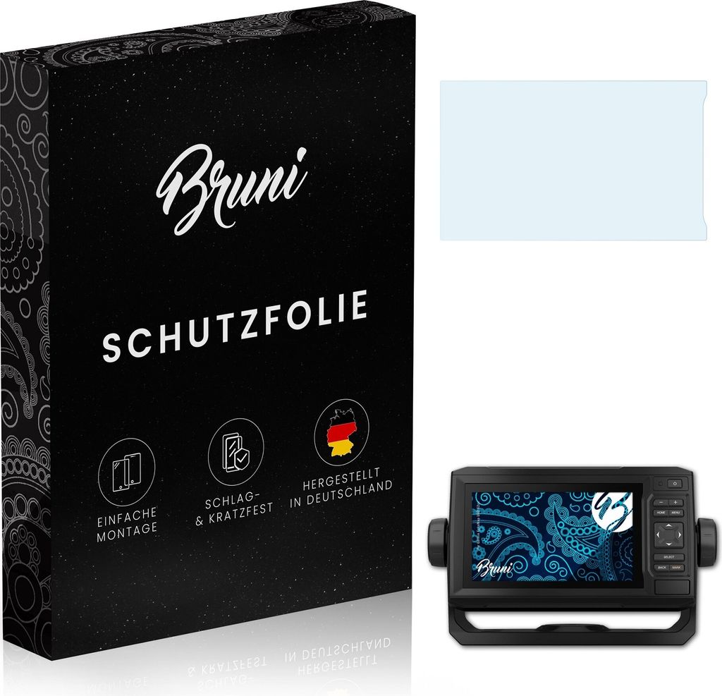 Bruni Basics-Clear 2x Schutzfolie kompatibel mit Garmin EchoMap UHD 62cv Folie