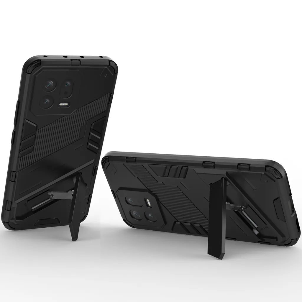 Custodia Protettiva Xiaomi 13 Ibrida - Nera con Supporto Stand - 4
