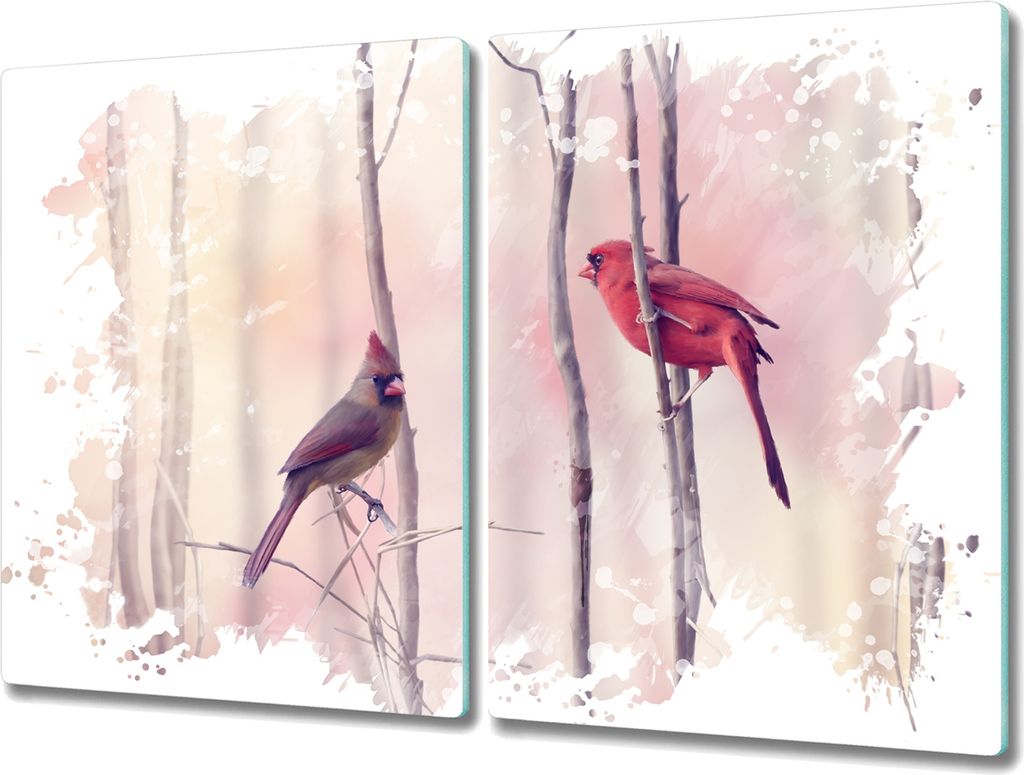 Coloray Hackbrett Herdabdeckplatte 2x40x52 cm Küchenbrett Kochplattenabdeckung Schneidebrett - Tiere Vögel