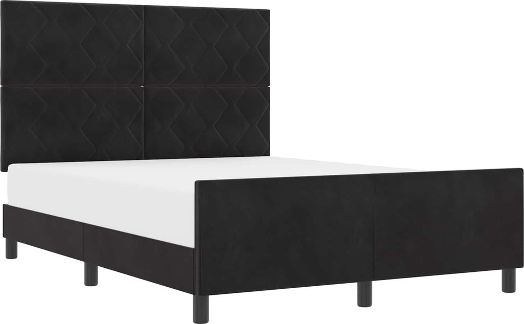 Boxspringbett mit Kopfteil Schwarz 140 x 200 cm Samt