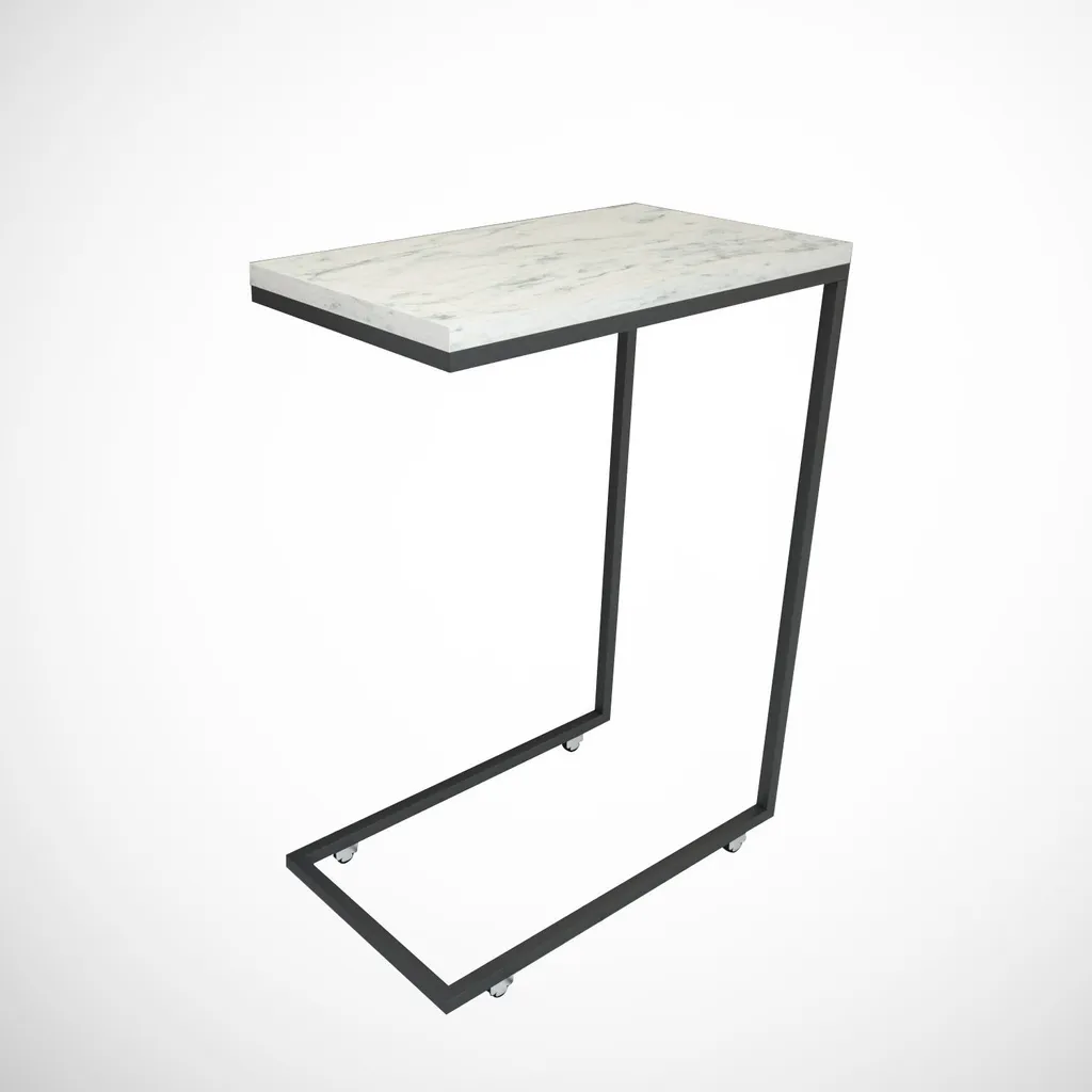 Table d'appoint stable et résistante - Effet marbre blanc sans taches