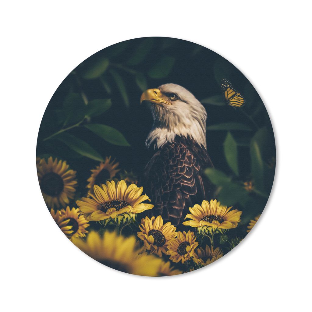 MuchoWow Mauspad Mousepad Adler - Gelb - Blumen - Botanisch 30x30 cm - Mousepads - Maus Mat - Pad - Mausunterlage - Tischunterlage - Schreibtisch...