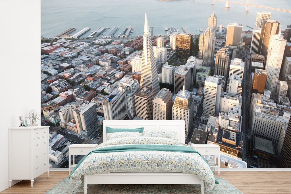 MuchoWow Fototapete für Wohnzimmer oder Schlafzimmer Wandtapete Vinyl Motivtapete San Francisco - Skyline - Städte - 600x400 cm - Vinyltapeten