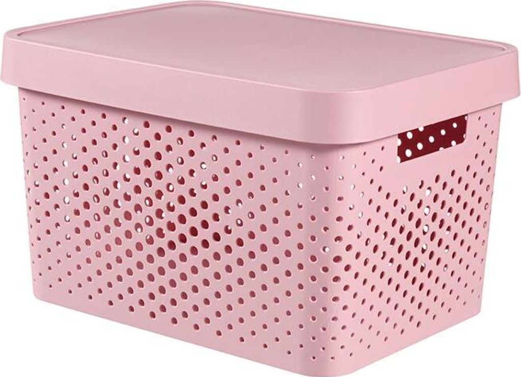 Pudełko Curver Infinity Dots 17L z pokrywką różowe Zdjęcie produktu 