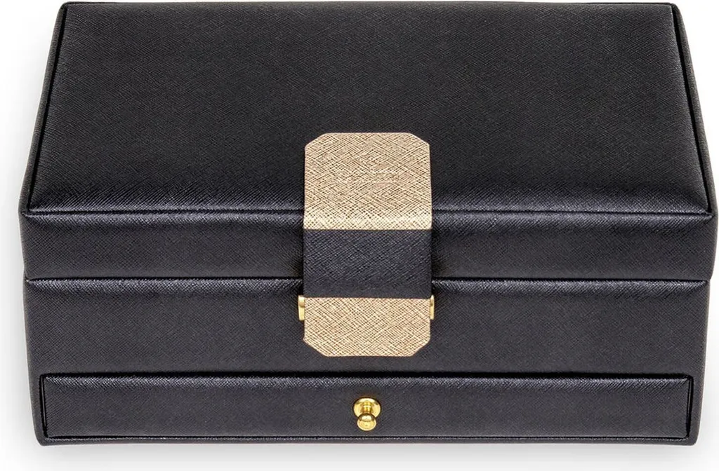 Sacher Helen Black Boîte à Bijoux en Cuir Saffiano Noir Luxe