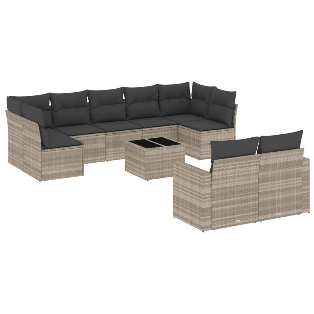 "im Sonderangebot" 10-tlg. Garten-Sofagarnitur - Balkonmöbel/Loungeset - elegantes Design - mit Kissen Hellgrau Poly Rattan - Gartensofas DEMöbel...