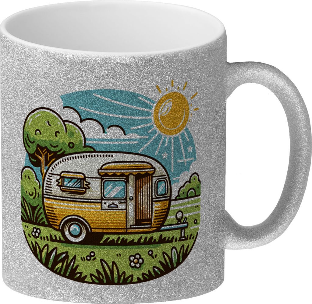 Campingtasse Glitzer-Kaffeebecher