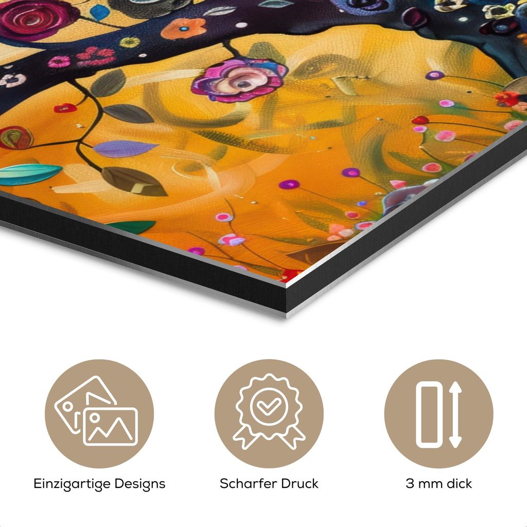 MuchoWow Wanddekoration Metall Metallbild Wandkunst 90x90 cm Baum - Lebensbaum - Farbenfroh - Blumen - Modern MuchoWow Aluminium Gemälde - Dekorat...