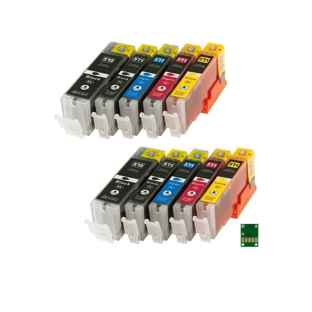 Tisanto Drucker Patronen 10x kompatibel zu Canon Pixma PGI 570 CLI 571 MG5750 MG5751 MG5752 TS5050