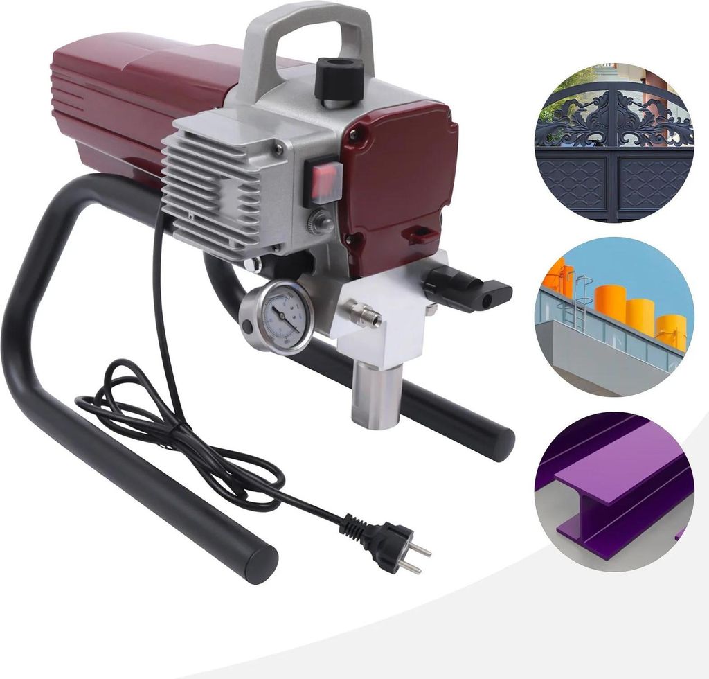 Farbsprühgerät - Airless Wandsprüher 1800W - Elektrische Farbspritzpistole - Verstellbarer Druck - 1,8 l/min Fördermenge - EU-Stecker - Rot