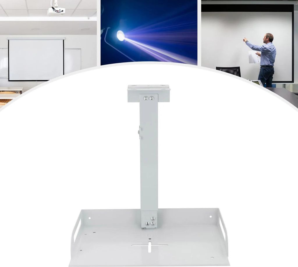 Beamer/Projektor Halterung - Deckenhalterung - Höhenverstellbar 34–56 cm - Traglast 14 kg - Stahl & Aluminium - Rostschutz - Weiß