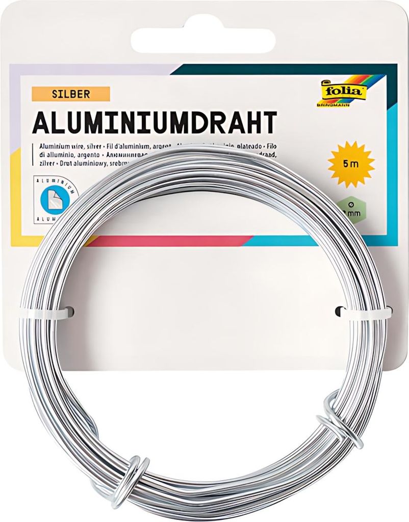 Folia 79660 Basteldraht Alu - silber, 2 mm x 5 m Immagine del prodotto 