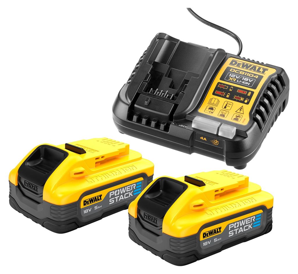 DeWalt Akku-Kit (2x 18 V/5Ah PS plus DCB1104) Produktbild 