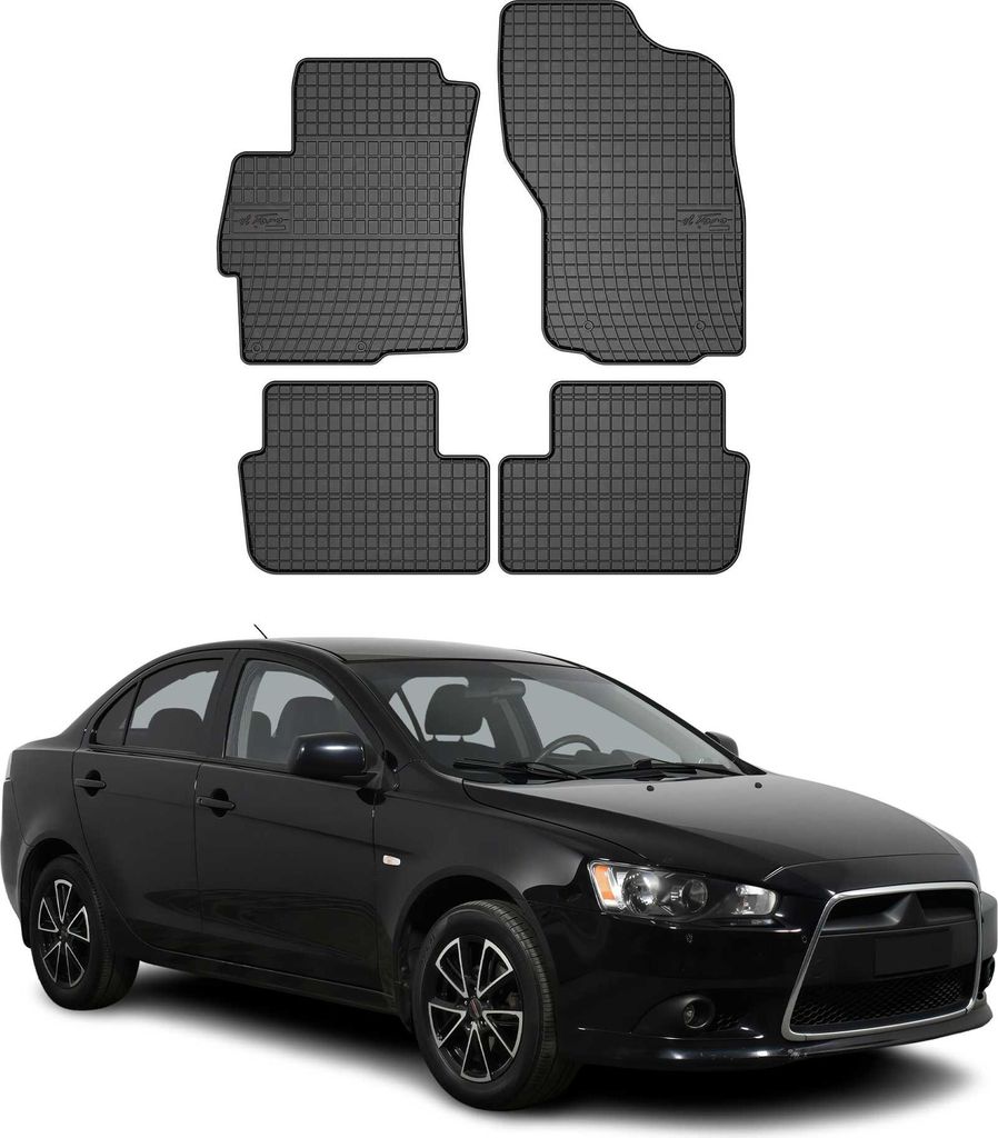 2007-2016 Mitsubishi Lancer Fußmatten Gummi Schwarz 4 tlg Produktbild 