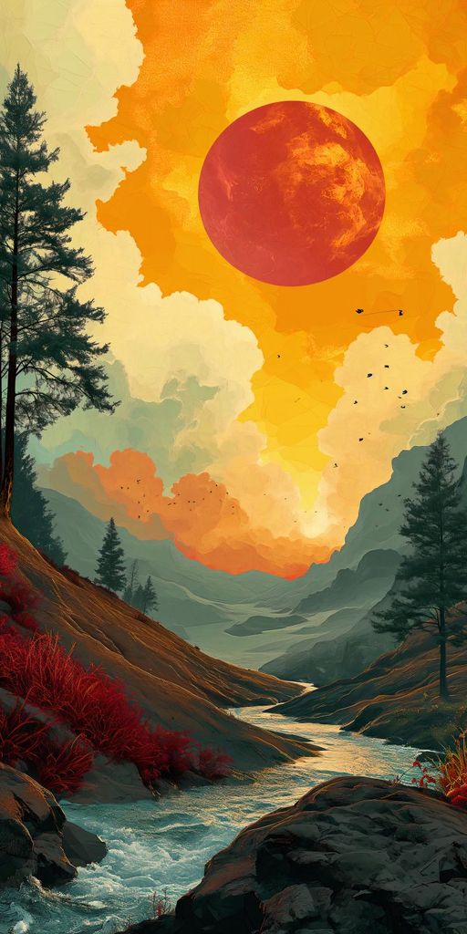 Plakat 50x100cm Wilder Fluss bei Dämmerung