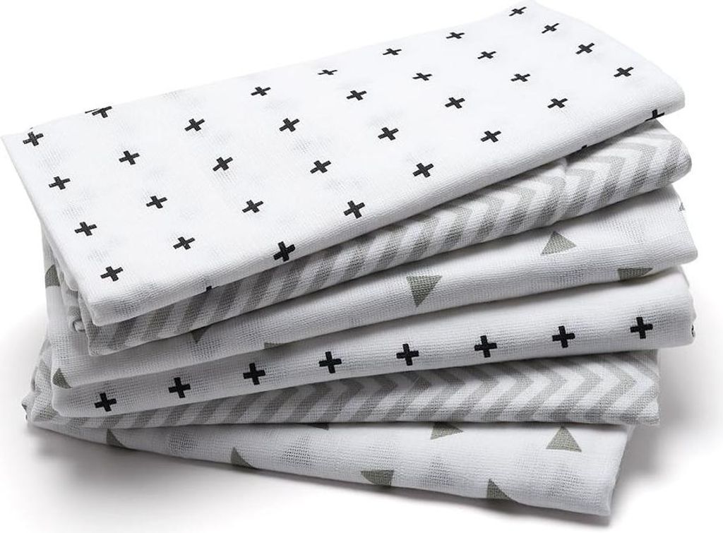 Set von 6 quadratischen Baumwoll-Chiffon, 70 x 70 cm - und multifunktional