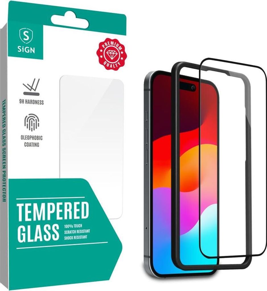Full Cover Displayschutz aus gehärtetem Glas für iPhone 16 Pro mit Montagerahmen