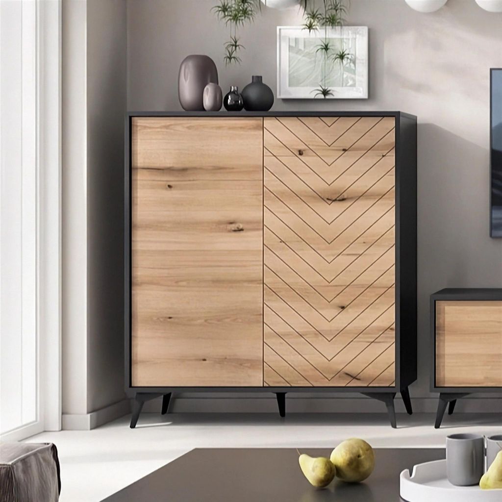 Vysoká komoda RAVIO Diamond KD104 ve skandinávském stylu Obrázek produktu 