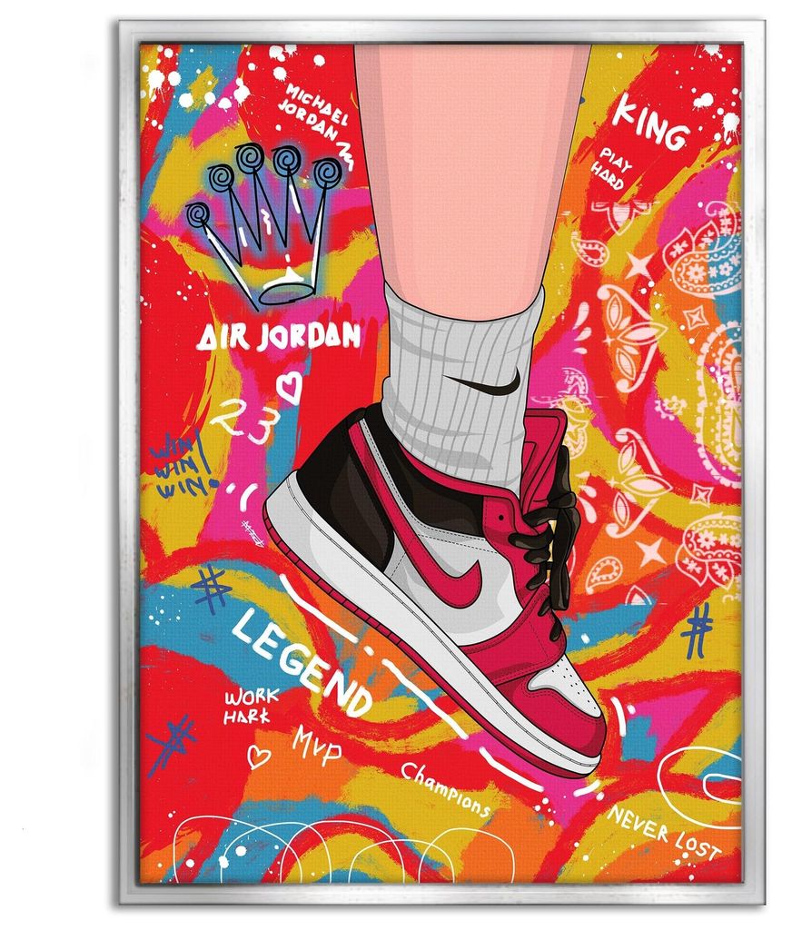 Sneakers Pop Art - Leinwandbild Pop Art: 40x60 cm / Leinwand / Silberner Rahmen