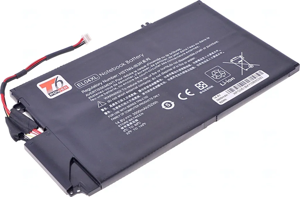 Batteria T6 Power per Hewlett Packard Envy 4-1150 serie, Li-Poly, 14,8 V, 3500 mAh (52 Wh), nero