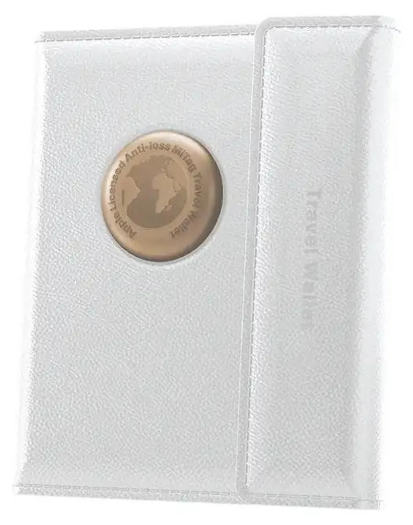 Étui passeport en cuir blanc avec tracker Bluetooth intégré - Sécurité