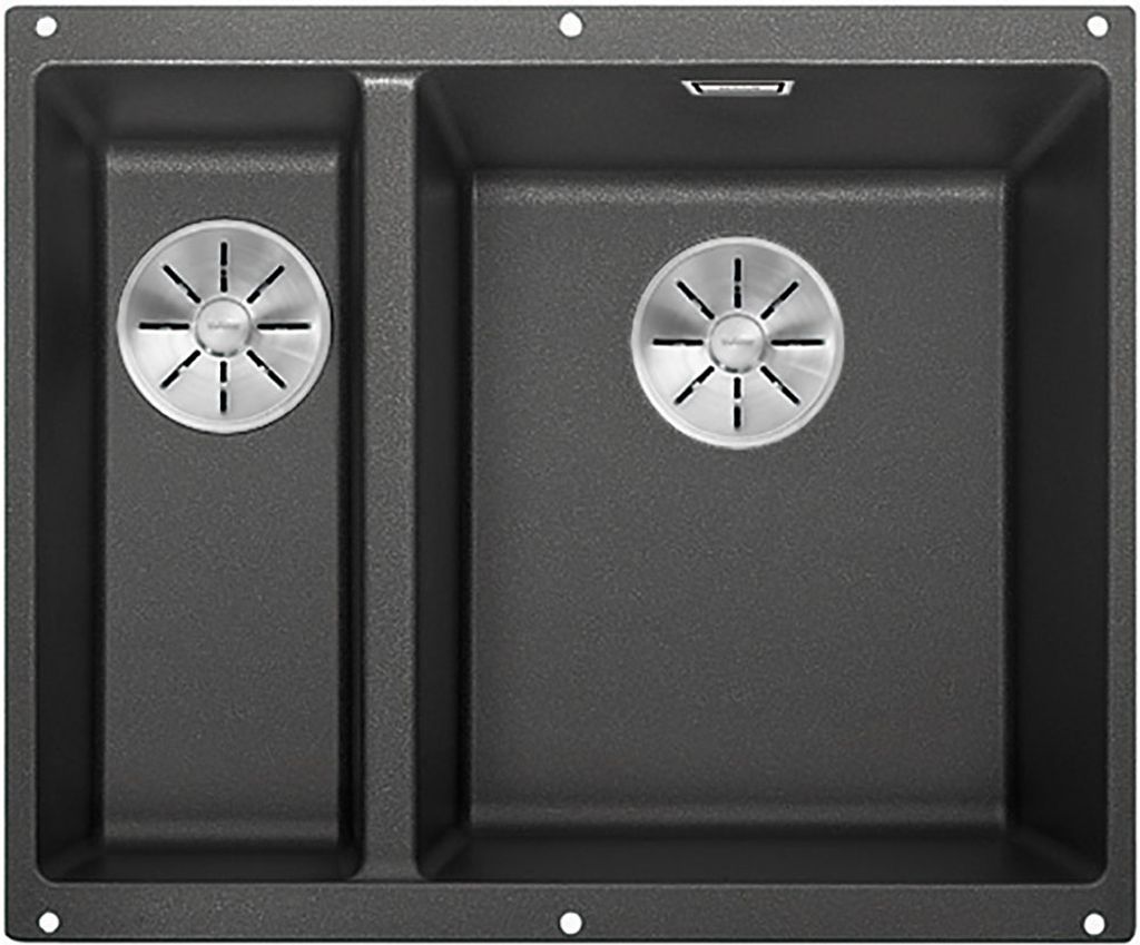 BLANCO SUBLINE 340/160-U Unterbauspüle / SILGRANIT / Anthrazit / Hauptbecken rechts / Stopfen