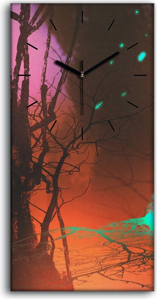 Dekor Leinwand Uhr Wandbild Kunstdruck 30x60 Kind geht auf einer Fantasy Brücke - schwarze Hände
