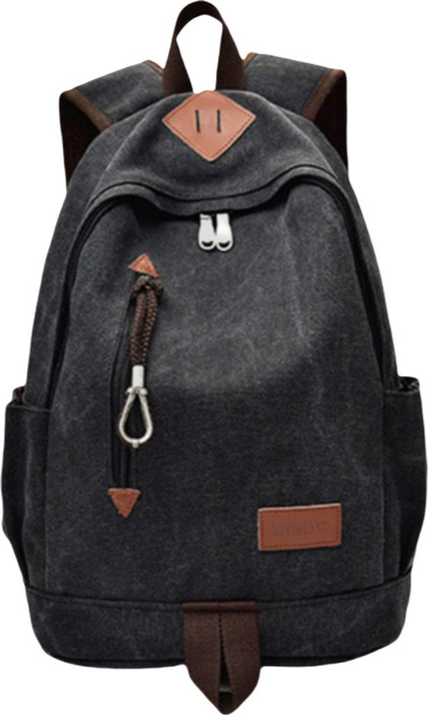 INF Canvas-Rucksack für Reisen, Arbeit oder Schule Schwarz
