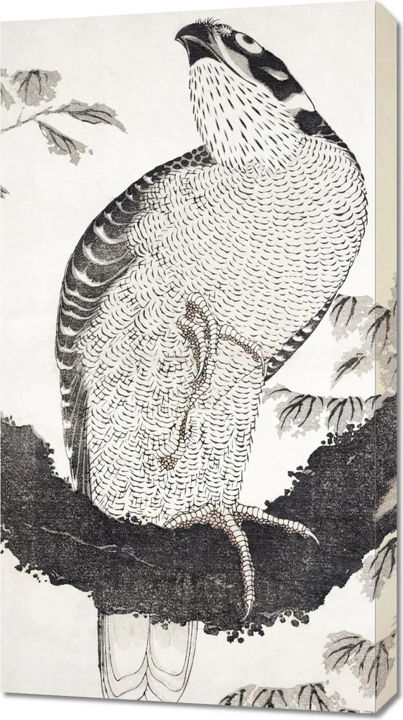 Quadro 50x90 cm Bird, Hokusai Giapponese Vintage per il salotto