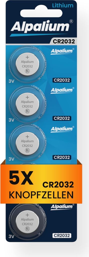 CR2032 Knopfzelle Batterie 5 Stück Alpalium Lithium Batterie 3V Knopfbatterie