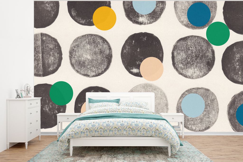 MuchoWow Fototapete für Wohnzimmer oder Schlafzimmer Wandtapete Vinyl Motivtapete Farben - Abstrakt - Kreise - Pastell - 400x300 cm - Papiertapeten