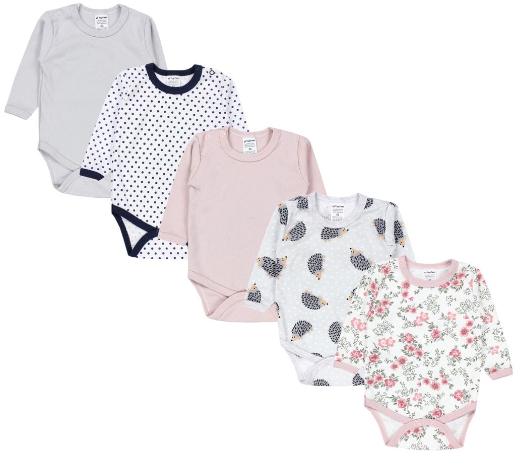 TupTam Mädchen Baby Body Langarm Unifarben 5er Pack, Farbe: Farbenmix 5, Größe: 92