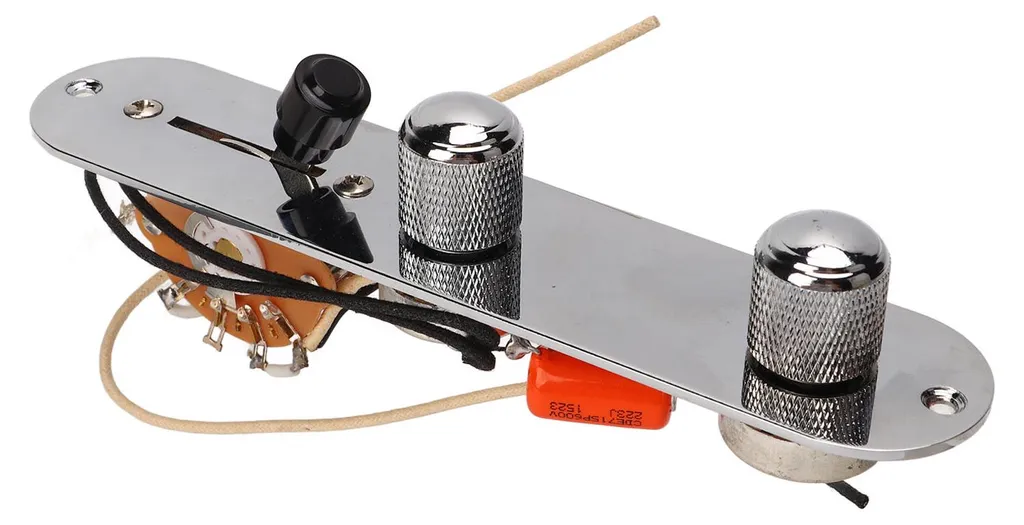Panneau de contrôle guitare argenté avec câblage complet et boutons