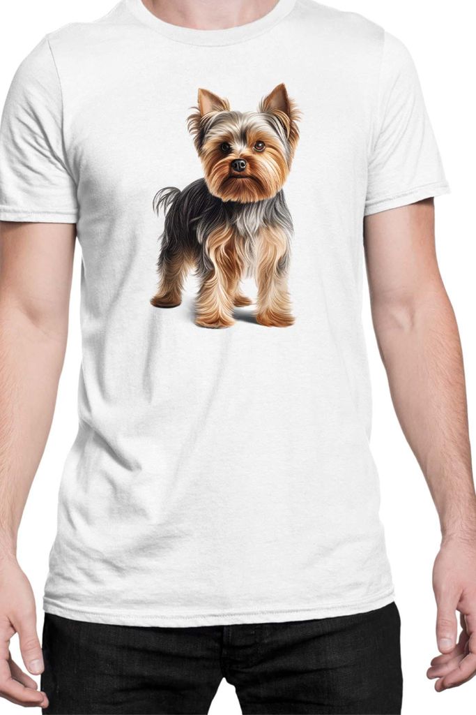 Herren T-Shirt Dogs Breeds Yorkshire Terrier Dog Breed 005, Man M / Weiß