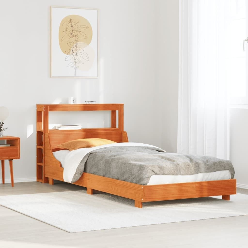 Maison Exclusive - Massivholzbett ohne Matratze Wachsbraun 90x200 Kiefernholz