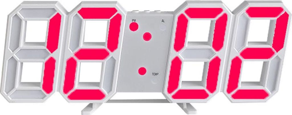 Intelligenter 3D-Digitalwecker, digitale Wanduhr, LED-LED-Elektronik-Wecker, Geschenkidee,red
