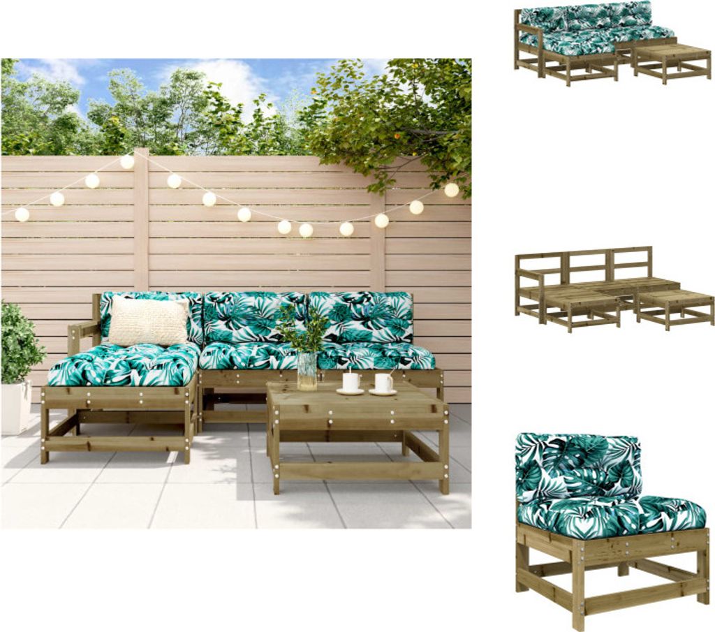 vidaXL 5-tlg. Garten-Lounge-Set mit Kissen Imprägniertes Produktbild 