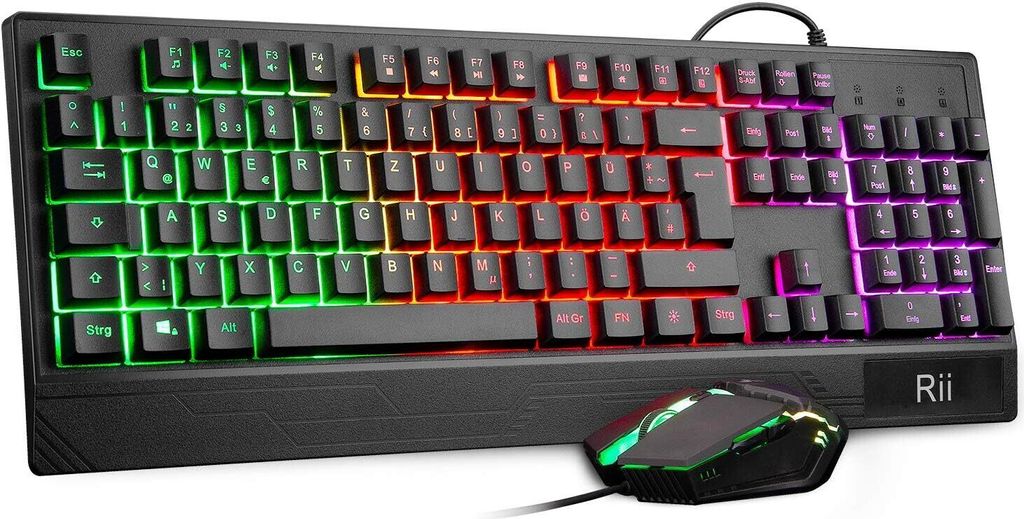 Maus und Tastatur, RGB Hintergrundbeleuchtung QWERTZ Produktbild 